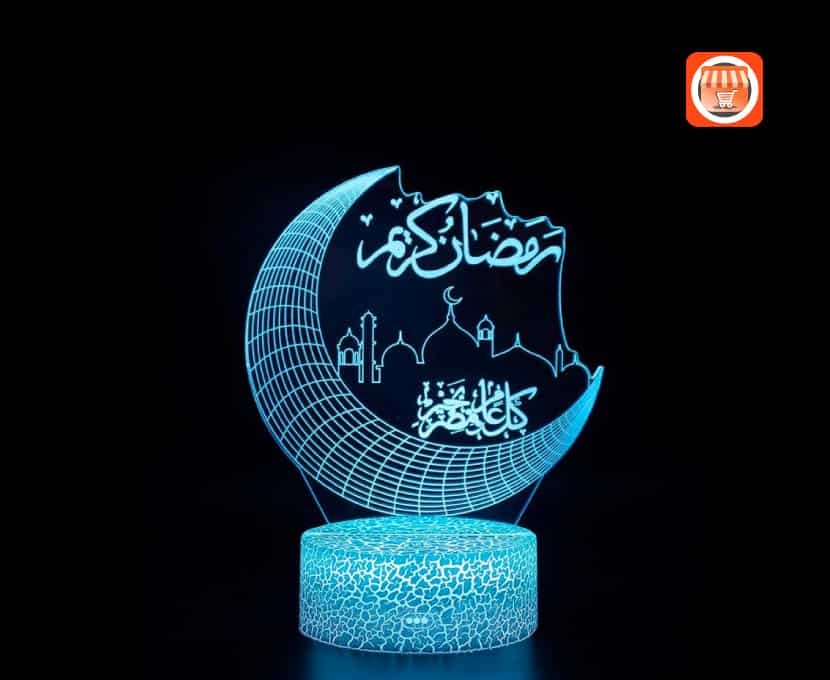 HPBN8 Ltd Illusion Optique 3D Islam islamique Nuit Lampe Art Déco Lampe Lumières LED Décoration Lampes Touch Control 7 Couleurs Change Veilleuse USB Powered Enfants Cadeau Anniversaire Noël Cadeaux 