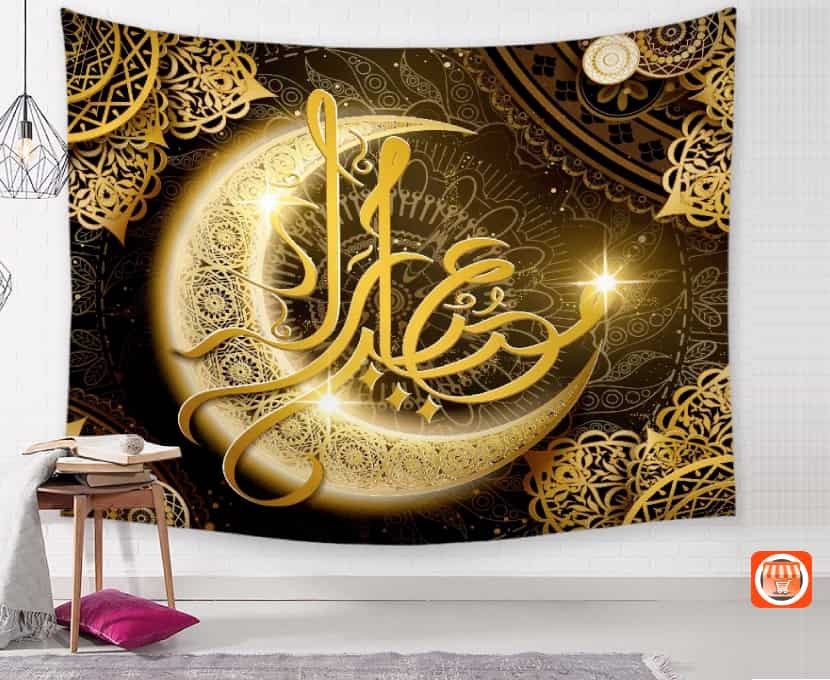 2022 Ramadan Kareem Fond Tissu Murale Musulman Ramadan festival LAZADA  traversal Décoration Lune Tenture Tapisserie Maison Mural Eid Mubarak