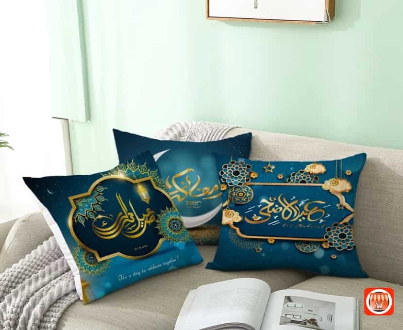 Nouveau Taie d'oreiller Ramadan décorations pour la famille, housse de  coussin en coton pour Ramadan, canapé, mosquée musulmane, 45x45cm Pilone  eid-mubarak Fanlys – housse