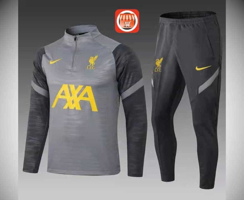 Original Jogging Liverpool Gris Nouveau Survêtement Complet 2021