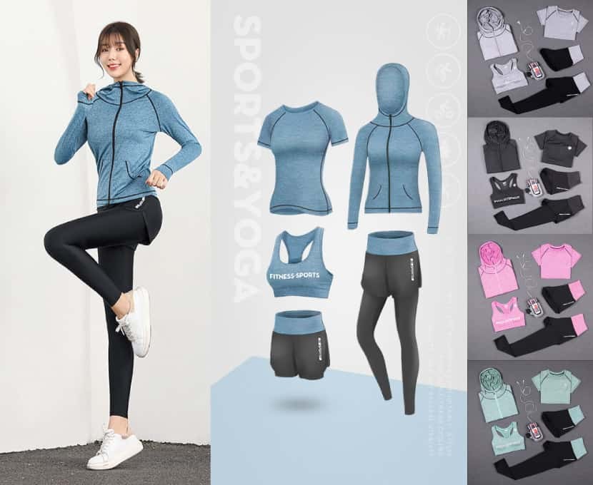 Ensemble vêtements de sport pour femmes 5 pièces Fitness-Sport gymnastique  Yoga